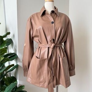 Faux leather Belted Jacket